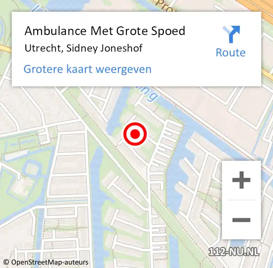 Locatie op kaart van de 112 melding: Ambulance Met Grote Spoed Naar Utrecht, Sidney Joneshof op 26 juni 2015 23:12