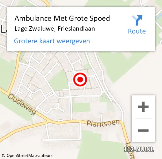Locatie op kaart van de 112 melding: Ambulance Met Grote Spoed Naar Lage Zwaluwe, Frieslandlaan op 27 juni 2015 00:26