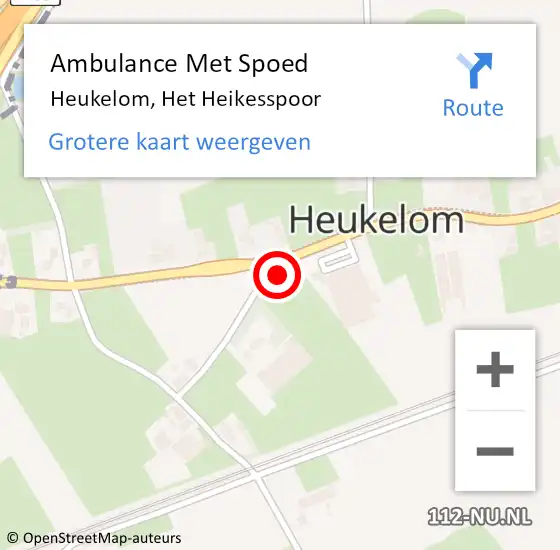 Locatie op kaart van de 112 melding: Ambulance Met Spoed Naar Heukelom, Het Heikesspoor op 12 november 2013 10:13