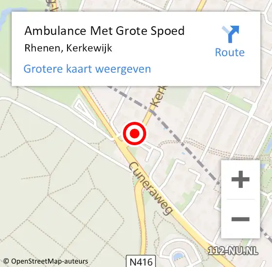 Locatie op kaart van de 112 melding: Ambulance Met Grote Spoed Naar Rhenen, Kerkewijk op 27 juni 2015 10:07