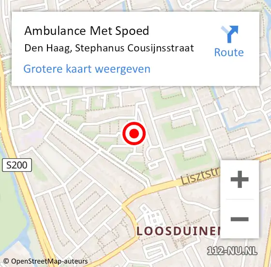 Locatie op kaart van de 112 melding: Ambulance Met Spoed Naar Den Haag, Stephanus Cousijnsstraat op 27 juni 2015 14:34