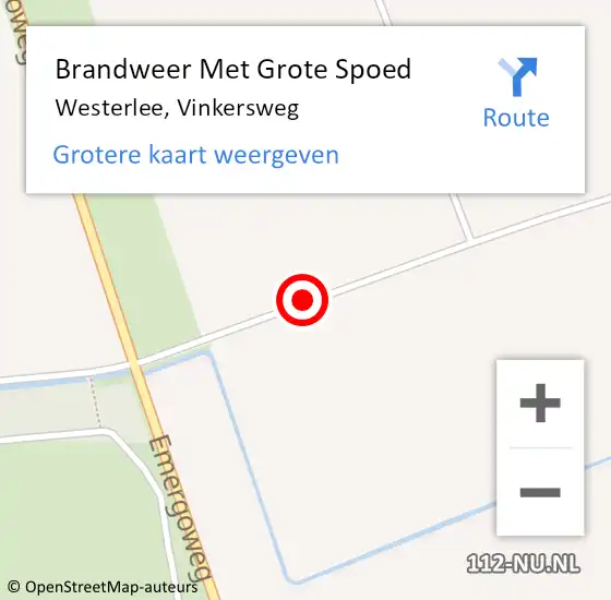 Locatie op kaart van de 112 melding: Brandweer Met Grote Spoed Naar Westerlee, Vinkersweg op 28 juni 2015 13:51