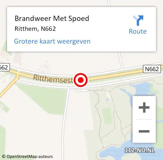 Locatie op kaart van de 112 melding: Brandweer Met Spoed Naar Ritthem, N662 op 28 juni 2015 18:20
