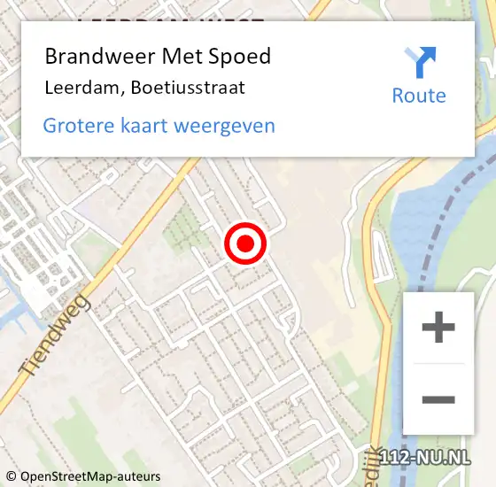 Locatie op kaart van de 112 melding: Brandweer Met Spoed Naar Leerdam, Boetiusstraat op 29 juni 2015 08:23
