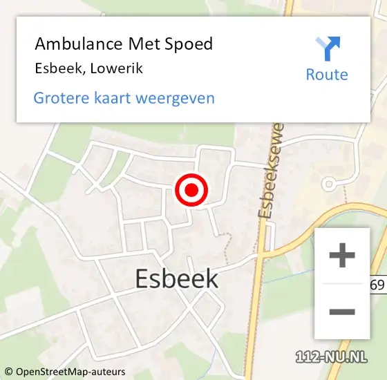 Locatie op kaart van de 112 melding: Ambulance Met Spoed Naar Esbeek, Lowerik op 29 juni 2015 09:48