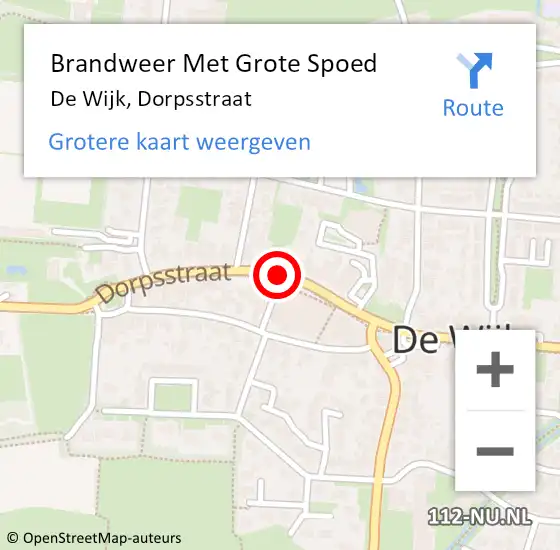 Locatie op kaart van de 112 melding: Brandweer Met Grote Spoed Naar De Wijk, Dorpsstraat op 29 juni 2015 11:21
