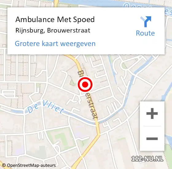 Locatie op kaart van de 112 melding: Ambulance Met Spoed Naar Rijnsburg, Brouwerstraat op 29 juni 2015 12:36