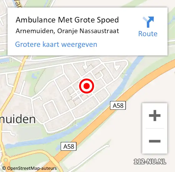 Locatie op kaart van de 112 melding: Ambulance Met Grote Spoed Naar Arnemuiden, Oranje Nassaustraat op 29 juni 2015 12:39