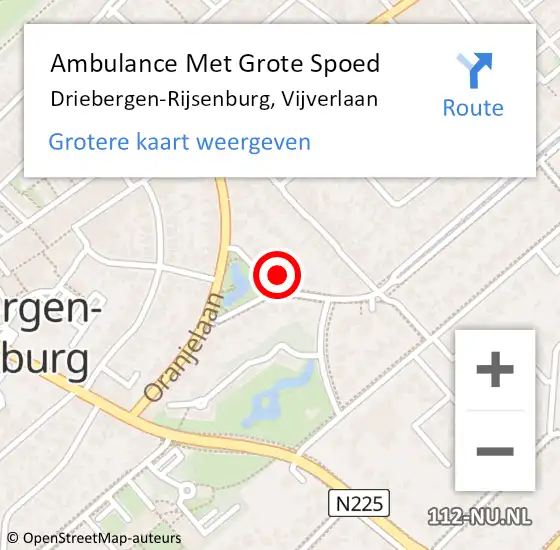 Locatie op kaart van de 112 melding: Ambulance Met Grote Spoed Naar Driebergen-Rijsenburg, Vijverlaan op 29 juni 2015 13:50