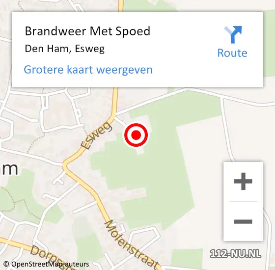 Locatie op kaart van de 112 melding: Brandweer Met Spoed Naar Den Ham, Esweg op 30 juni 2015 09:50