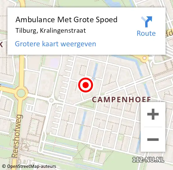 Locatie op kaart van de 112 melding: Ambulance Met Grote Spoed Naar Tilburg, Kralingenstraat op 30 juni 2015 19:04