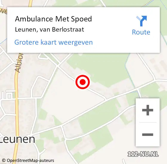 Locatie op kaart van de 112 melding: Ambulance Met Spoed Naar Leunen, van Berlostraat op 30 juni 2015 20:04