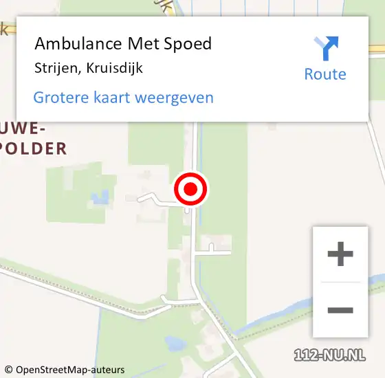 Locatie op kaart van de 112 melding: Ambulance Met Spoed Naar Strijen, Kruisdijk op 30 juni 2015 21:17