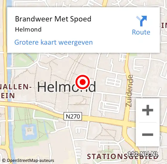 Locatie op kaart van de 112 melding: Brandweer Met Spoed Naar Helmond, A270 Re hectometerpaal: 9,7 op 1 juli 2015 06:35