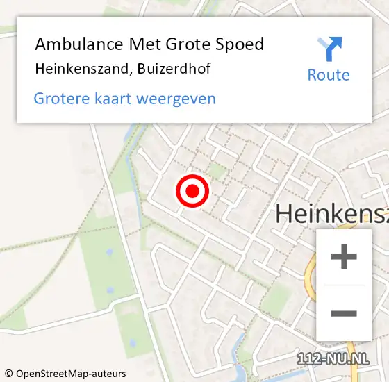 Locatie op kaart van de 112 melding: Ambulance Met Grote Spoed Naar Heinkenszand, Buizerdhof op 1 juli 2015 07:55