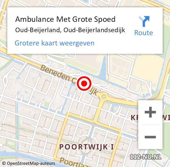 Locatie op kaart van de 112 melding: Ambulance Met Grote Spoed Naar Oud-Beijerland, Oud-Beijerlandsedijk op 1 juli 2015 08:21