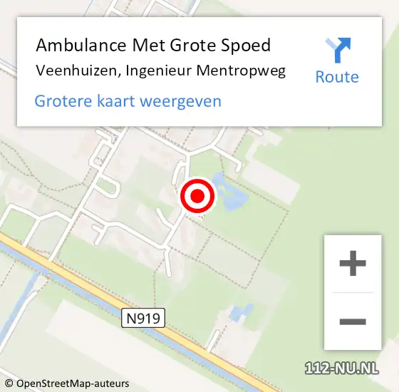 Locatie op kaart van de 112 melding: Ambulance Met Grote Spoed Naar Veenhuizen, Ingenieur Mentropweg op 1 juli 2015 10:38