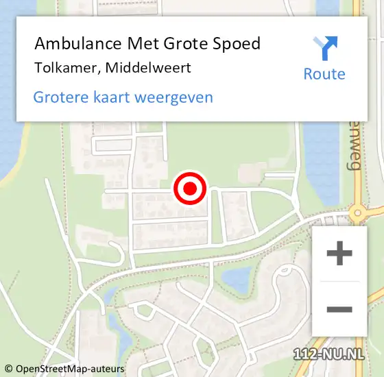 Locatie op kaart van de 112 melding: Ambulance Met Grote Spoed Naar Tolkamer, Middelweert op 1 juli 2015 12:48