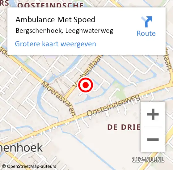 Locatie op kaart van de 112 melding: Ambulance Met Spoed Naar Bergschenhoek, Leeghwaterweg op 1 juli 2015 18:50