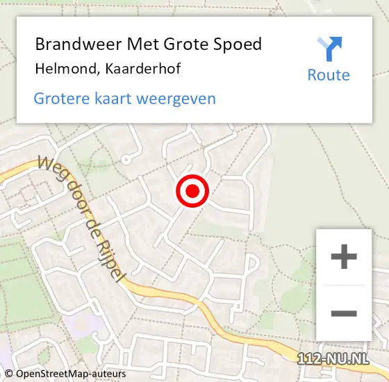 Locatie op kaart van de 112 melding: Brandweer Met Grote Spoed Naar Helmond, Kaarderhof op 1 juli 2015 19:53