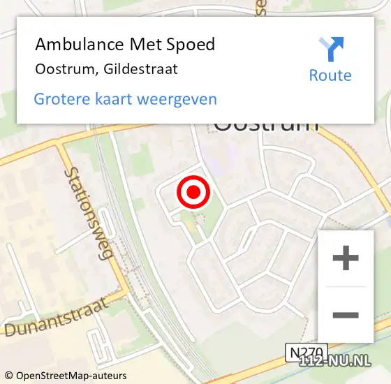 Locatie op kaart van de 112 melding: Ambulance Met Spoed Naar Oostrum, Gildestraat op 1 juli 2015 22:22