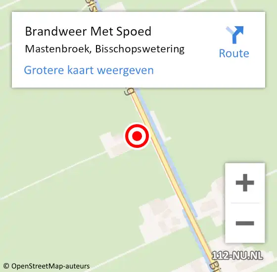 Locatie op kaart van de 112 melding: Brandweer Met Spoed Naar Mastenbroek, Bisschopswetering op 2 juli 2015 09:42