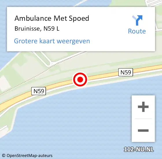 Locatie op kaart van de 112 melding: Ambulance Met Spoed Naar Bruinisse, N59 R op 2 juli 2015 09:59