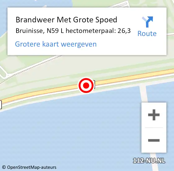 Locatie op kaart van de 112 melding: Brandweer Met Grote Spoed Naar Bruinisse, N59 R hectometerpaal: 32,4 op 2 juli 2015 10:23