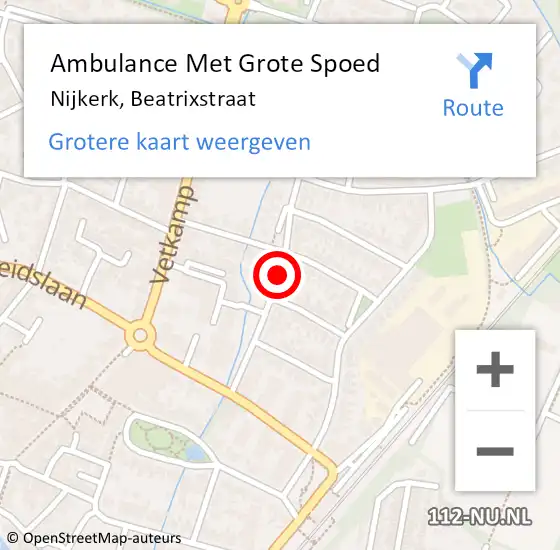 Locatie op kaart van de 112 melding: Ambulance Met Grote Spoed Naar Nijkerk, Beatrixstraat op 2 juli 2015 10:57