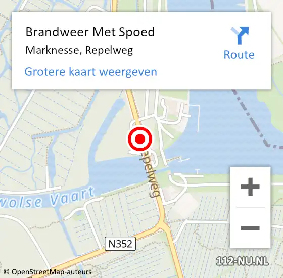 Locatie op kaart van de 112 melding: Brandweer Met Spoed Naar Marknesse, Repelweg op 2 juli 2015 19:22
