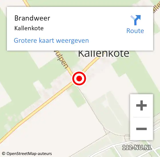 Locatie op kaart van de 112 melding: Brandweer Kallenkote op 3 juli 2015 07:54