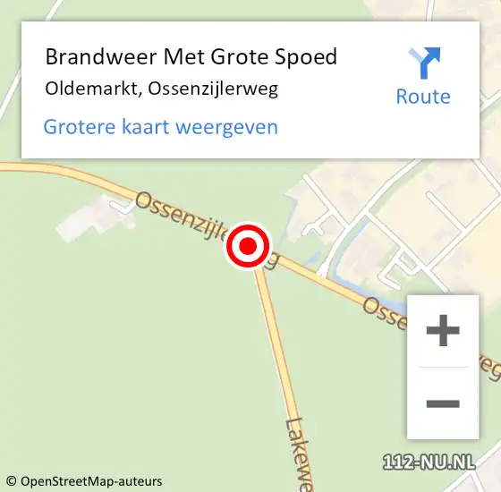Locatie op kaart van de 112 melding: Brandweer Met Grote Spoed Naar Oldemarkt, Ossenzijlerweg op 3 juli 2015 11:38