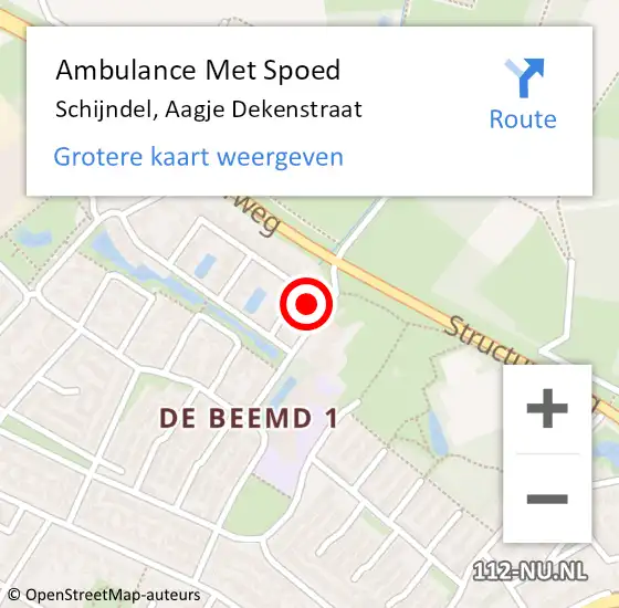 Locatie op kaart van de 112 melding: Ambulance Met Spoed Naar Schijndel, Aagje Dekenstraat op 3 juli 2015 14:06