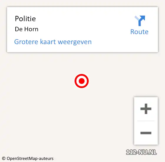 Locatie op kaart van de 112 melding: Politie De Horn op 4 juli 2015 00:59