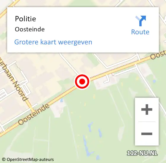 Locatie op kaart van de 112 melding: Politie Oosteinde op 4 juli 2015 02:50