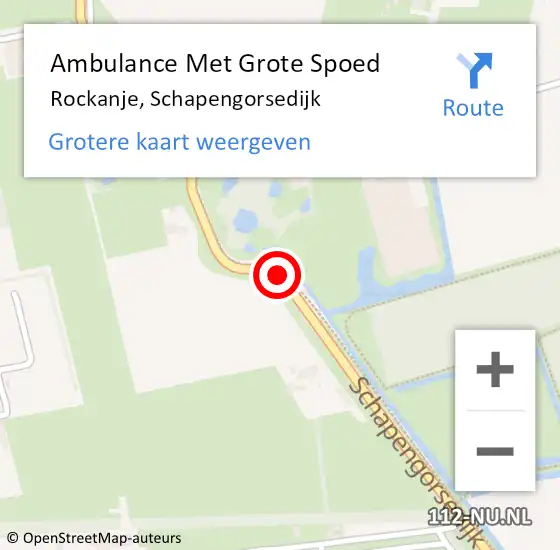 Locatie op kaart van de 112 melding: Ambulance Met Grote Spoed Naar Rockanje, Schapengorsedijk op 4 juli 2015 13:49