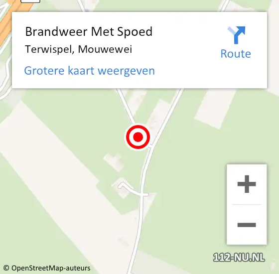 Locatie op kaart van de 112 melding: Brandweer Met Spoed Naar Terwispel, Mouwewei op 4 juli 2015 16:22