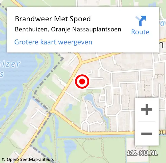 Locatie op kaart van de 112 melding: Brandweer Met Spoed Naar Benthuizen, Oranje Nassauplantsoen op 4 juli 2015 17:51