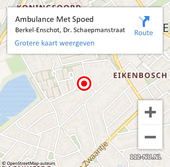 Locatie op kaart van de 112 melding: Ambulance Met Spoed Naar Berkel-Enschot, Dr. Schaepmanstraat op 4 juli 2015 22:51
