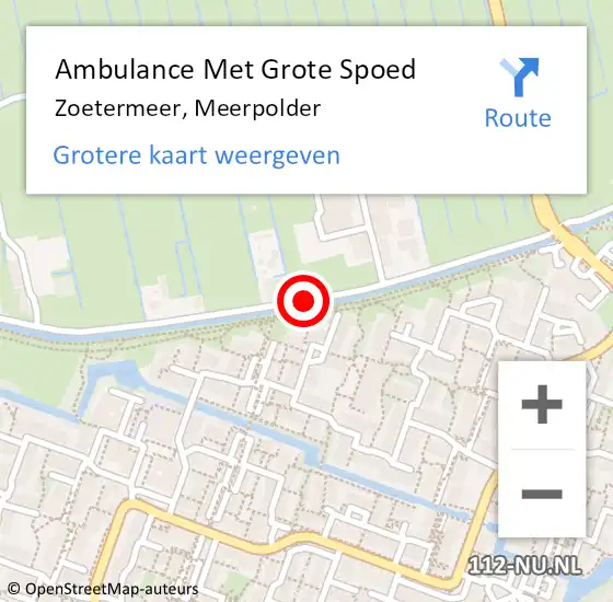 Locatie op kaart van de 112 melding: Ambulance Met Grote Spoed Naar Zoetermeer, Meerpolder op 5 juli 2015 04:14