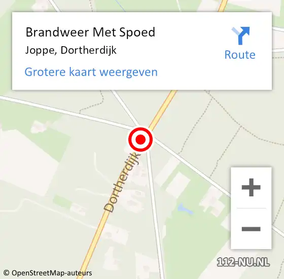 Locatie op kaart van de 112 melding: Brandweer Met Spoed Naar Joppe, Dortherdijk op 5 juli 2015 08:21
