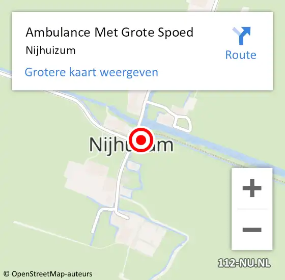 Locatie op kaart van de 112 melding: Ambulance Met Grote Spoed Naar Nijhuizum op 5 juli 2015 16:26