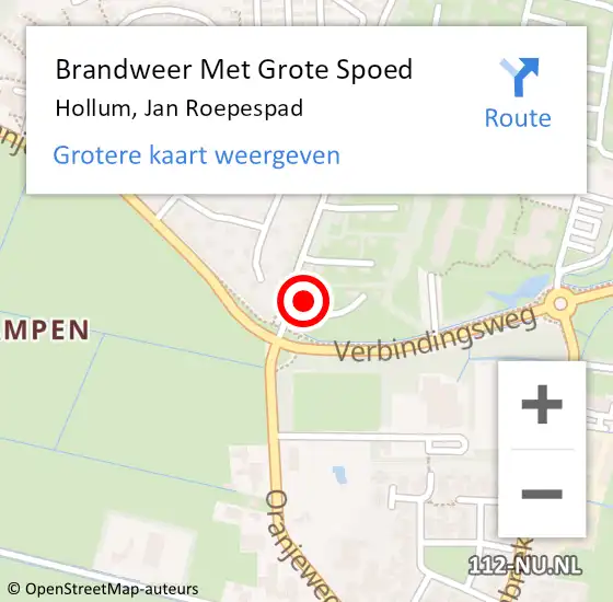 Locatie op kaart van de 112 melding: Brandweer Met Grote Spoed Naar Hollum, Jan Roepespad op 5 juli 2015 17:02