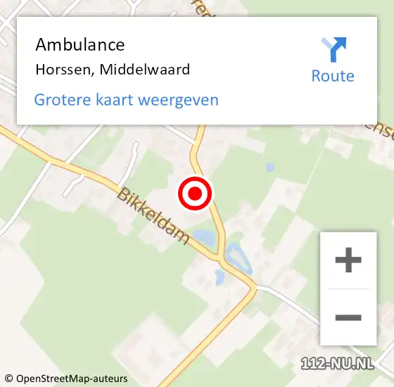 Locatie op kaart van de 112 melding: Ambulance Horssen, Middelwaard op 13 november 2013 10:34