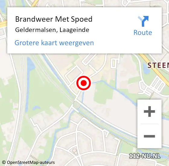 Locatie op kaart van de 112 melding: Brandweer Met Spoed Naar Geldermalsen, Laageinde op 6 juli 2015 14:57