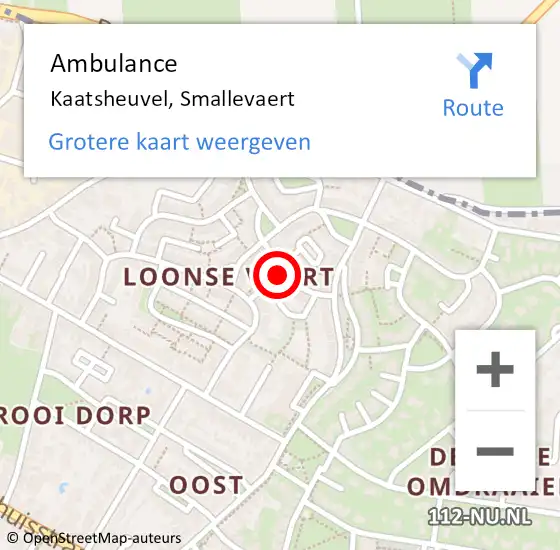 Locatie op kaart van de 112 melding: Ambulance Kaatsheuvel, Smallevaert op 6 juli 2015 15:28