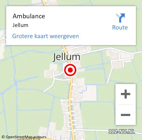 Locatie op kaart van de 112 melding: Ambulance Jellum op 6 juli 2015 16:30