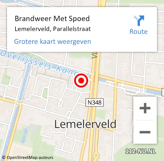 Locatie op kaart van de 112 melding: Brandweer Met Spoed Naar Lemelerveld, Parallelstraat op 6 juli 2015 18:23