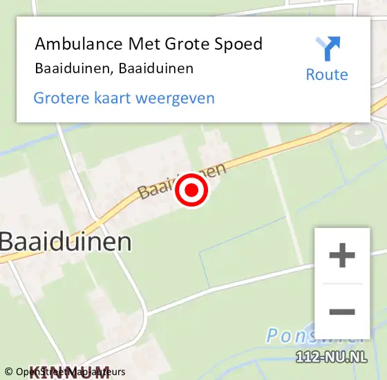 Locatie op kaart van de 112 melding: Ambulance Met Grote Spoed Naar Baaiduinen, Baaiduinen op 6 juli 2015 23:00