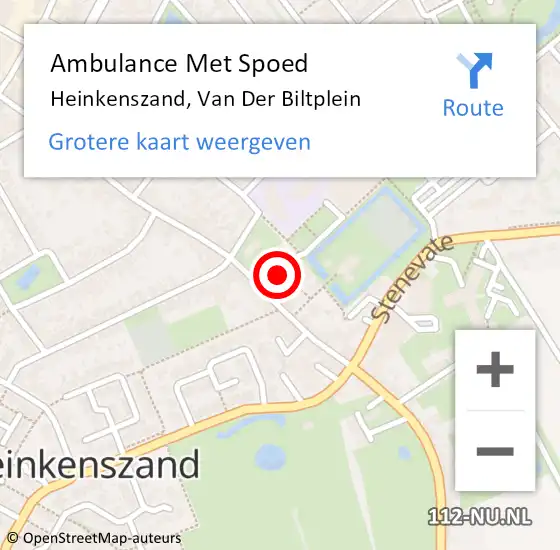 Locatie op kaart van de 112 melding: Ambulance Met Spoed Naar Heinkenszand, Van Der Biltplein op 7 juli 2015 09:10